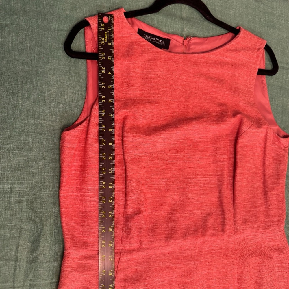 NEW Cynthia Howie Dress Women‎ Size 12 Salmon Pink  Silk Fit Flare Lined Midi - Picture 11 of 12